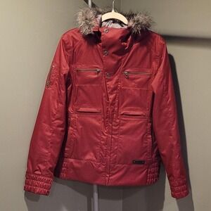 Burton Dryride Lush Jacket With Hood Waterproof Snow Sports, Women's Size L, Red